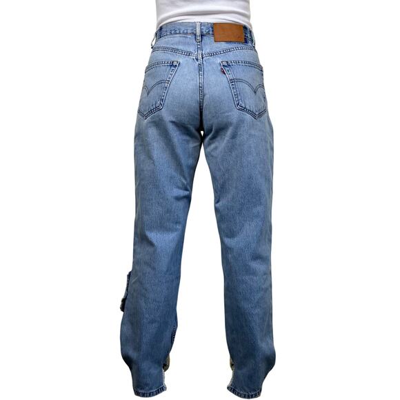 Lenny Upcycled Vintage Levi’s Jeans Light Wash Distressed Ripped Mom Jeans - Picture 8 of 16